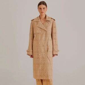Khaki Pineapple Cotton 
Eyelet Trench Coat
NWOT
Farm Rio
COLOR- Tan